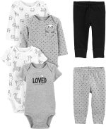 Simple Joys by Carter's Unisex Babies' 6-Piece Bodysuits (Short and Long Sleeve) and Pants Set